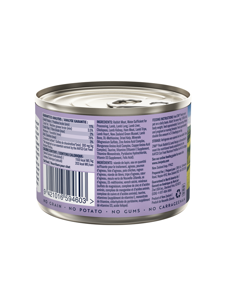 Ziwi Ziwipeak Cat Rabbit & Lamb Can (185g)