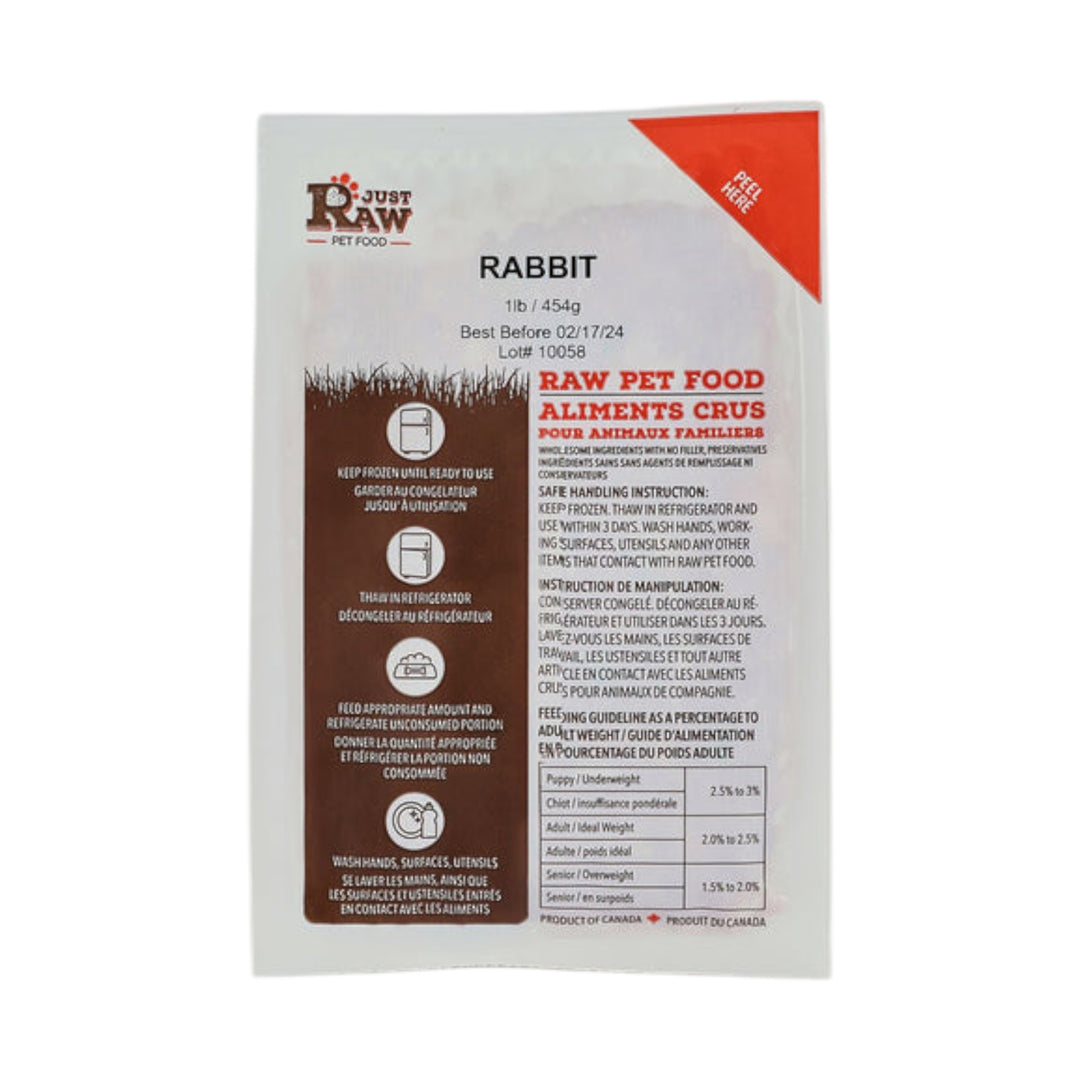 Just Raw Pure Rabbit 1/2lb
