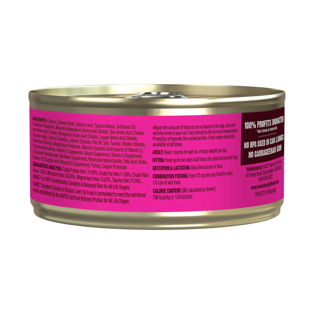 Rawz Chicken &amp; Chicken Liver Shredded Cat Can (5.5oz)