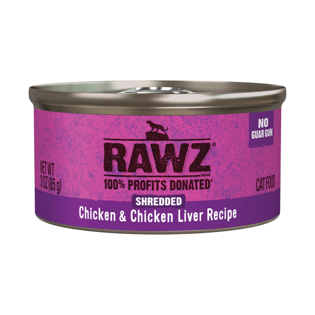 Rawz Shredded Chicken &amp; Chicken Liver Cat Can Recipe (3oz)