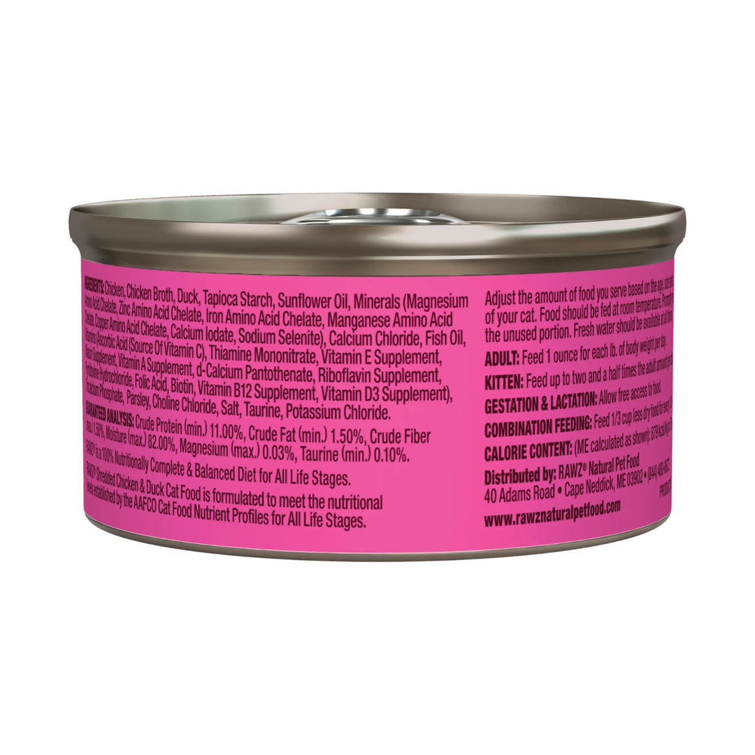 Rawz Shredded Chicken &amp; Duck Cat Can Recipe (3oz)