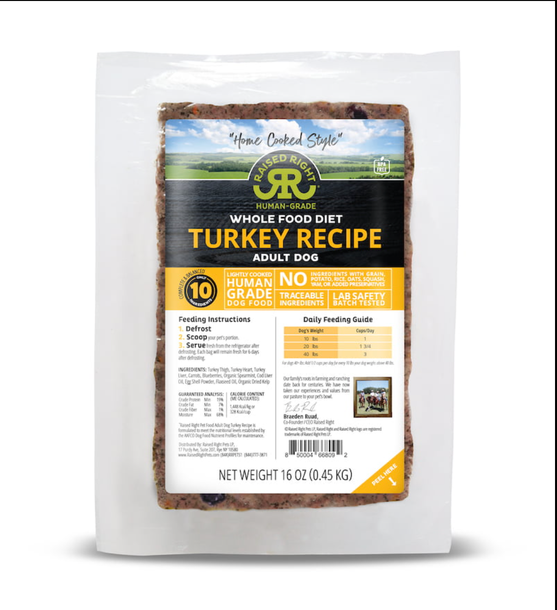 RAISED RIGHT TURKEY DOG 1LB - Tail Blazers Etobicoke