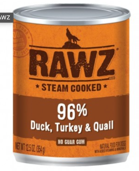 RAWZ 96% DUCK/TURK/QUAIL DOG CAN 354G - Tail Blazers Etobicoke