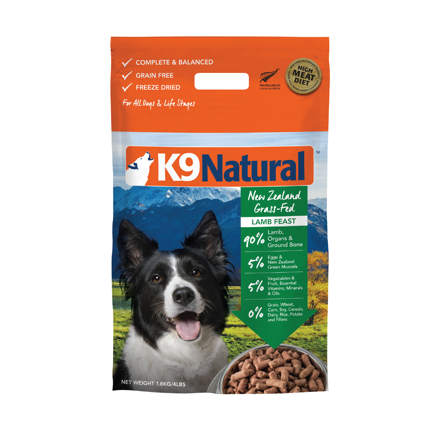 K9 NATURAL FD LAMB 1.8KG