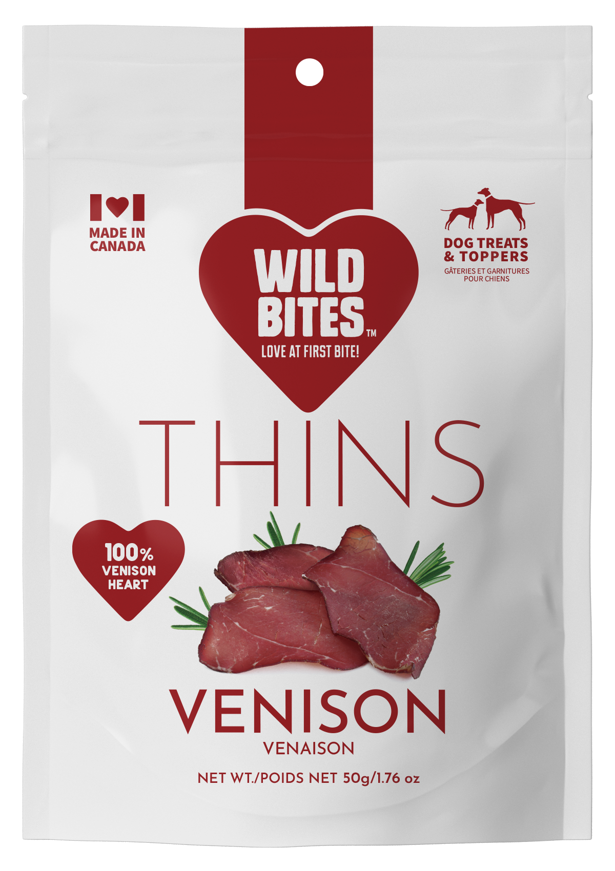 Wild Bites Venison Heart Thins 50G