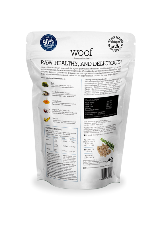 New Zealand Woof Freeze Dried Beef (280g) - Tail Blazers Etobicoke