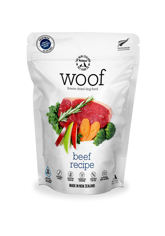 New Zealand Woof Freeze Dried Beef (280g) - Tail Blazers Etobicoke