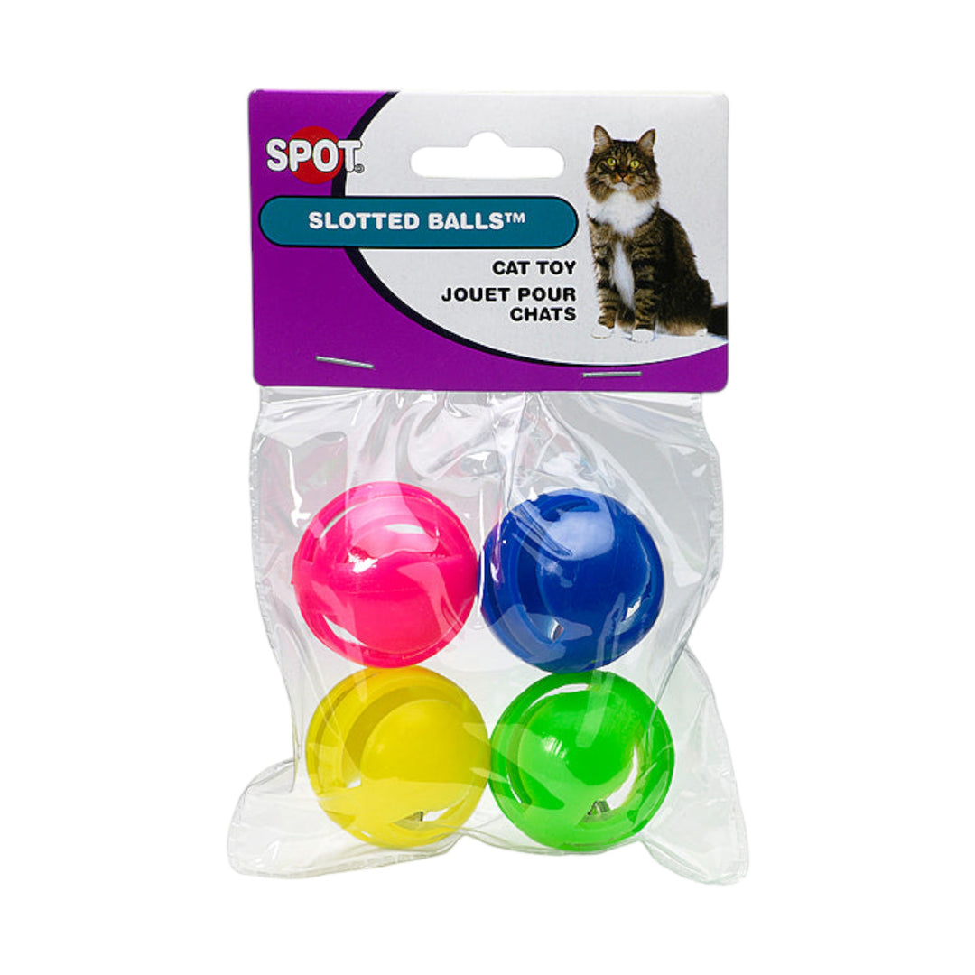 SPOT SLOTTED BALLS CAT TOY 4PK