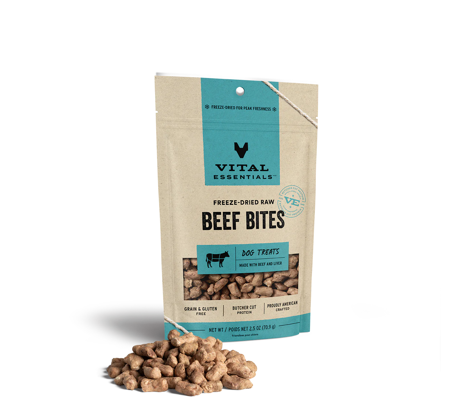 Vital Essentials Dog Freeze-Dried Beef BitesTreat (2.5oz) - Tail Blazers Etobicoke