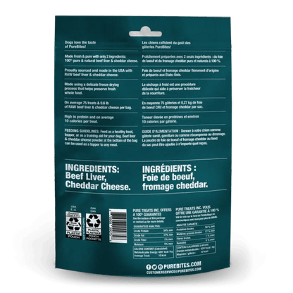 PureBites Freeze-Dried Beef Liver & Cheddar Cheese Treat (120g) - Tail Blazers Etobicoke