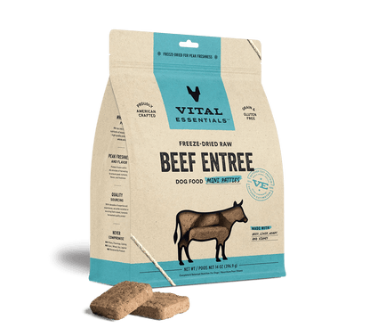 Vital Essentials Dog Freeze-Dried Beef Entree Mini Patties (14oz) - Tail Blazers Etobicoke