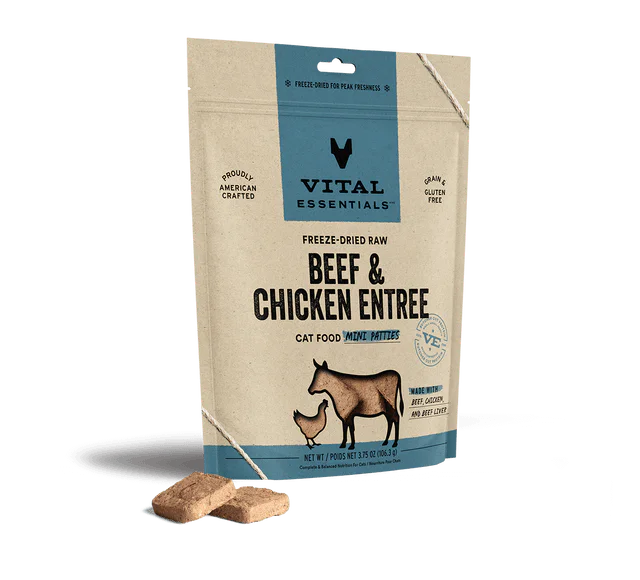 Vital Essentials Cat Freeze-Dried Beef/Chicken Mini Patty (8oz)