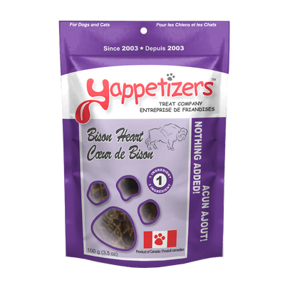 Yappetizers Dehydrated Bison Heart (100g) - Tail Blazers Etobicoke