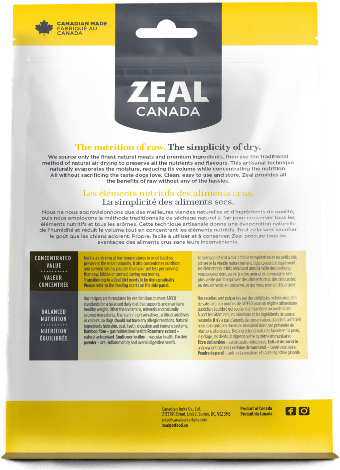 Zeal Canada Dog Chicken Air-Dried (454g) - Tail Blazers Etobicoke