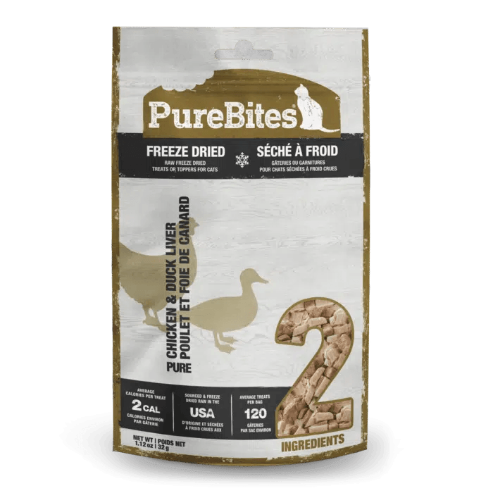 PureBites Cat Freeze-Dried Chicken Breast &amp; Duck Liver Treat (32g) - Tail Blazers Etobicoke
