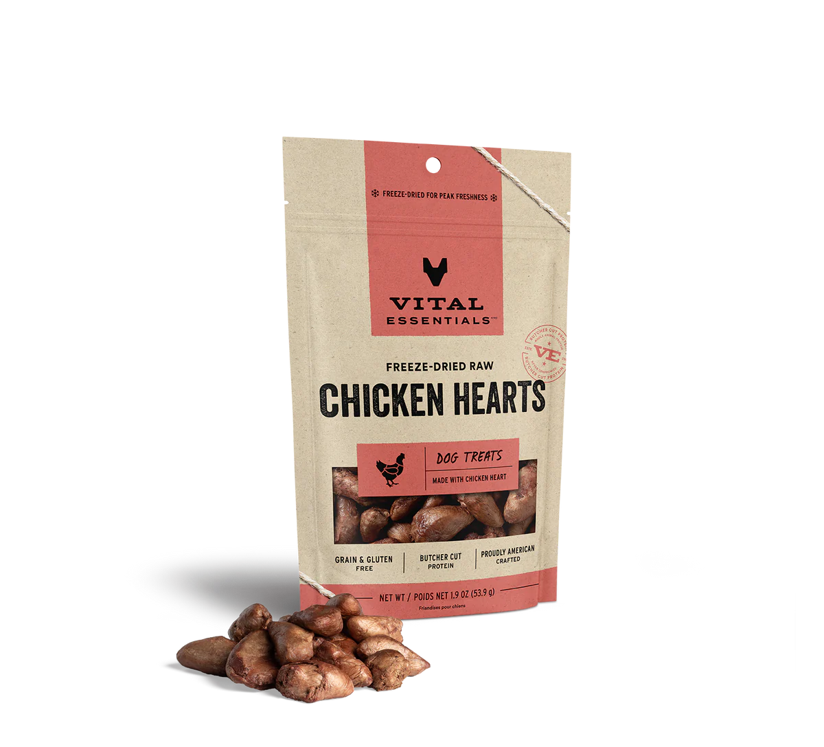 Vital Essentials Dog Freeze-Dried Chicken Hearts Treat (1.9oz) - Tail Blazers Etobicoke