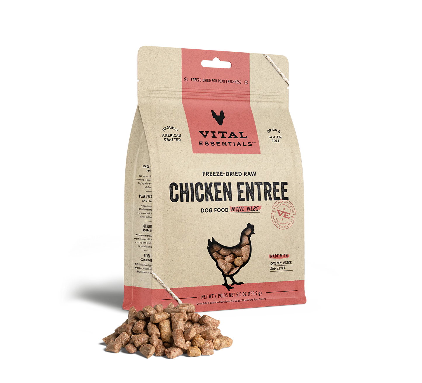 Vital Essentials Freeze-Dried Dog Chicken Mini Nibs (14oz) - Tail Blazers Etobicoke