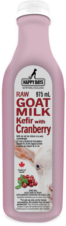Happy Days Raw Fermtented Goat Milk Kefir with Cranberry (975mL)