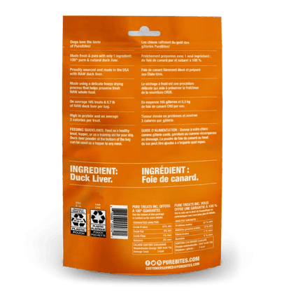 PureBites Freeze-Dried Duck Liver Treat (74g) - Tail Blazers Etobicoke