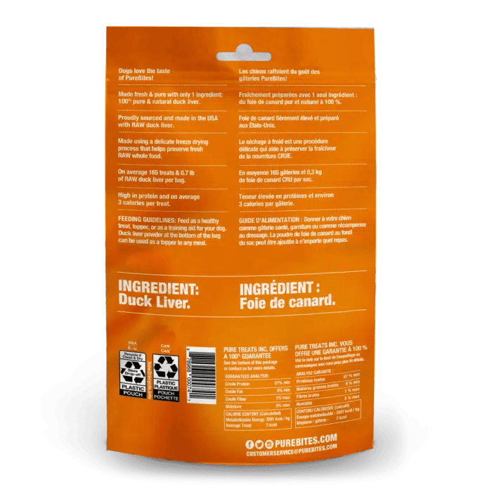 PureBites Freeze-Dried Duck Liver Treat (74g) - Tail Blazers Etobicoke
