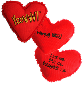 Yeowww! Heart Attack "Happy Kitty" Catnip-Filled Heart Cat Toy - Tail Blazers Etobicoke