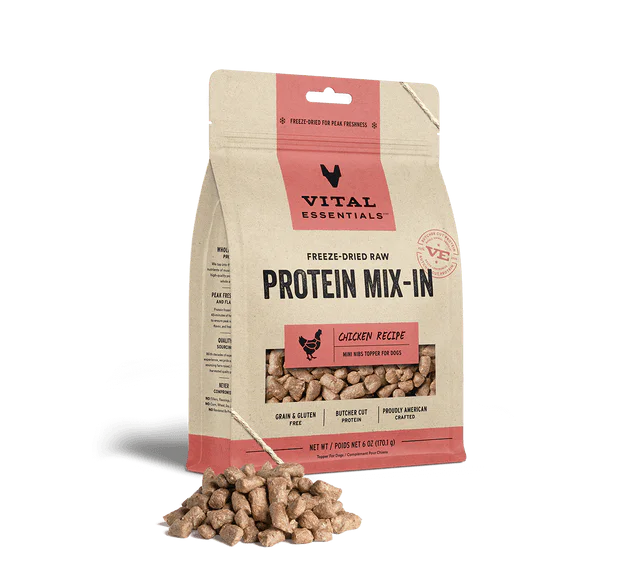 Vital Essentials Dog Freeze-Dried Chicken Protein Mix In Small Nibs Topper (6oz)