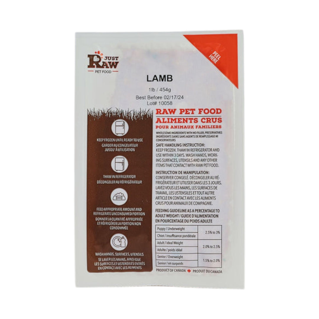 Just Raw Pure Lamb 1/2lb