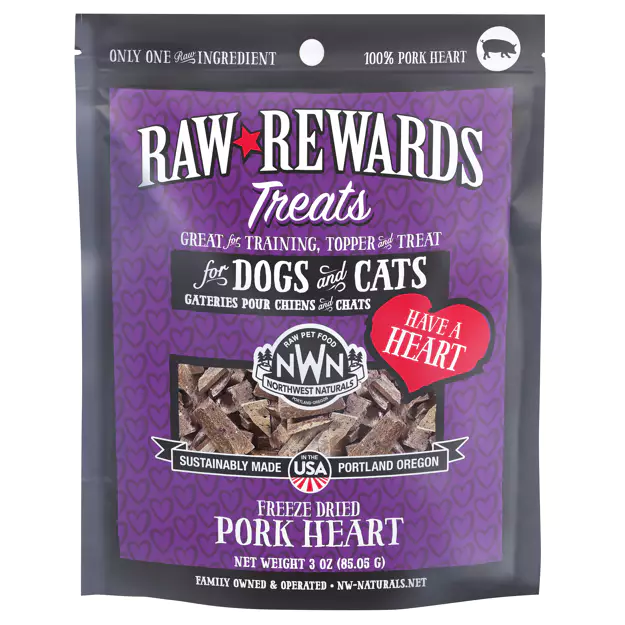 Northwest Naturals Raw Rewards - Freeze Dried Pork Heart 10Oz