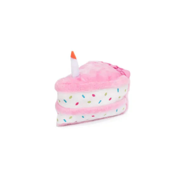 Zippy Paws NomNomz Plush Pink Birthday Cake Slice Toy
