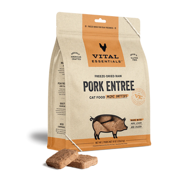 Vital Essentials Cat Freeze-Dried Pork Entree Mini Patties (8oz) - Tail Blazers Etobicoke