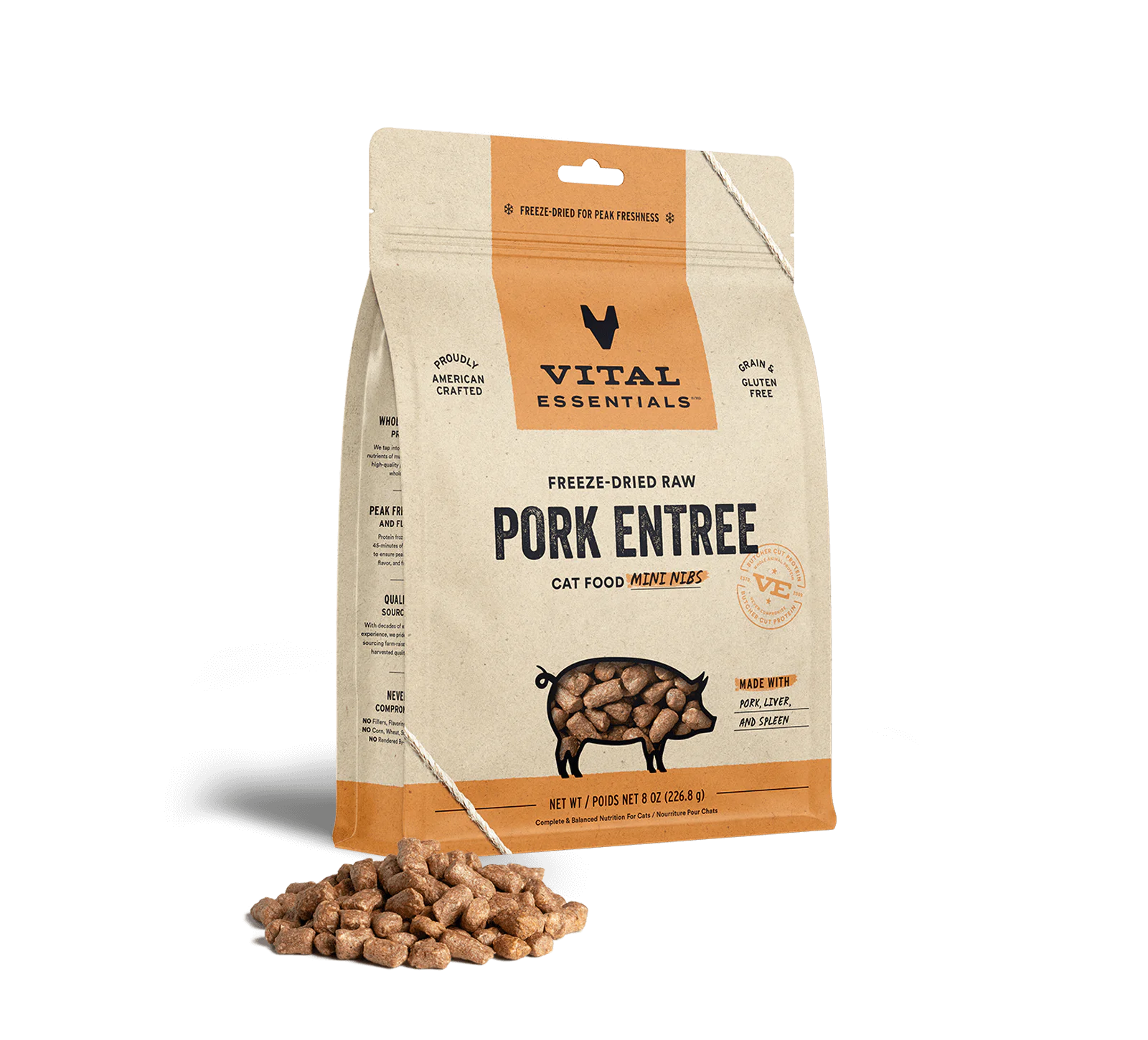 Vital Essentials Cat Freeze-Dried Pork Mini Nibs (12oz) - Tail Blazers Etobicoke