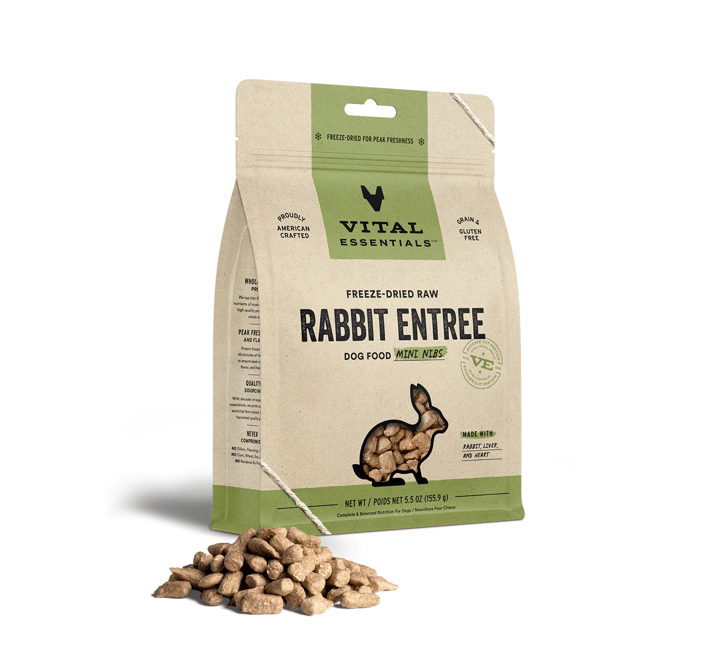 Vital Essentials Dog Freeze-Dried Rabbit Mini Nibs (5.5oz) - Tail Blazers Etobicoke