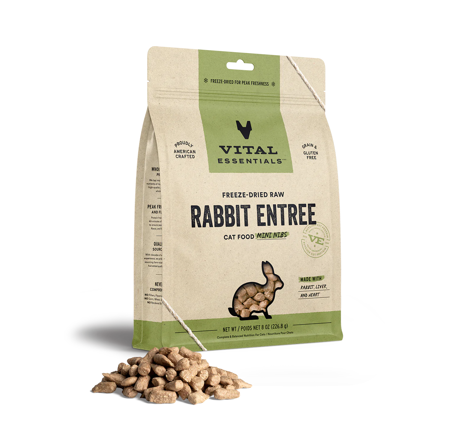 Vital Essentials Cat Freeze-Dried Rabbit Mini Nibs (12oz) - Tail Blazers Etobicoke