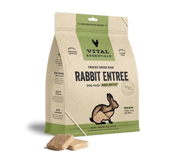 Vital Essentials Dog Freeze-Dried Rabbit Entree Mini Patties (14oz)