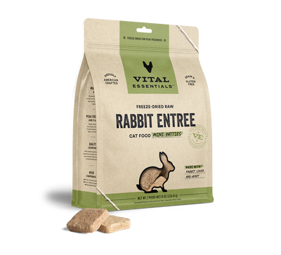 Vital Essentials Cat Freeze-Dried Rabbit Entree Mini Patties (8oz) - Tail Blazers Etobicoke
