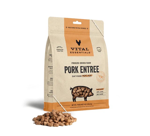 Vital Essentials Cat Freeze-Dried Pork Mini Nibs (8oz)