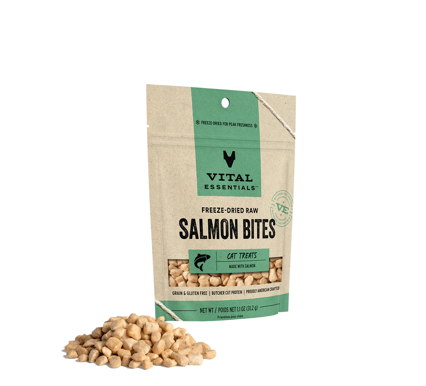 Vital Essentials Cat Freeze-Dried Salmon Bites Treat (1.1oz) - Tail Blazers Etobicoke