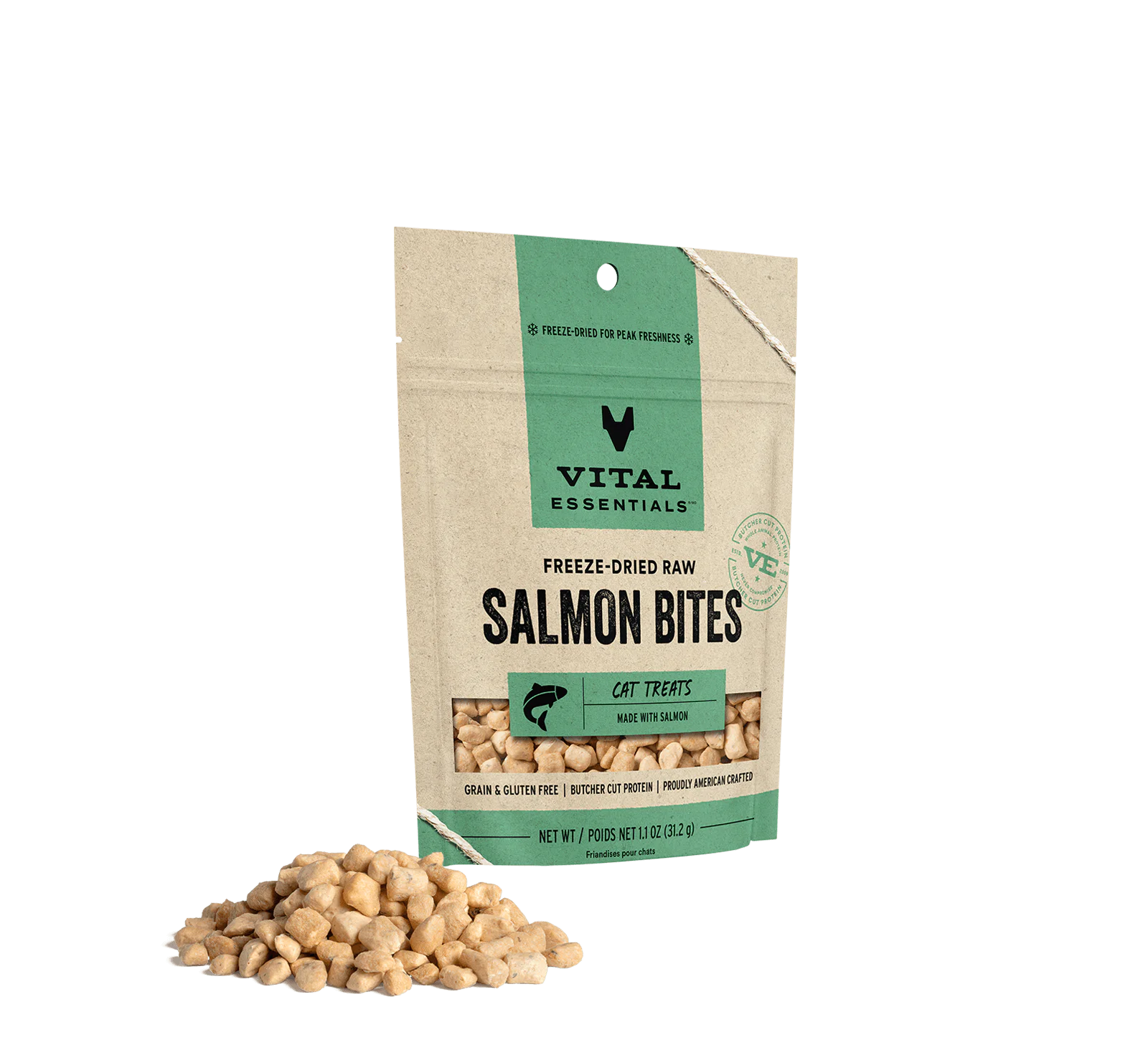 Vital Essentials Cat Freeze-Dried Salmon Bites Treat (1.1oz) - Tail Blazers Etobicoke