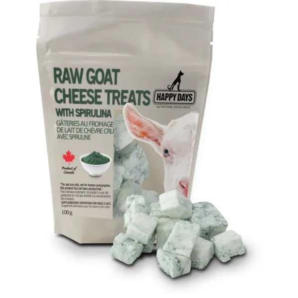 Happy Days Raw Goat Cheese Treat with Spirulina (100g) - Tail Blazers Etobicoke