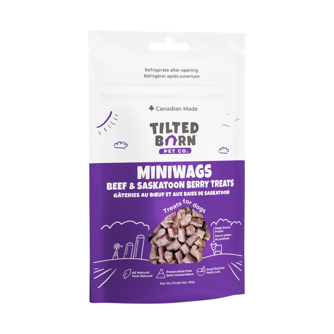 Tilted Barn Miniwags Beef &amp; Saskatoon Berries Treats (100g)
