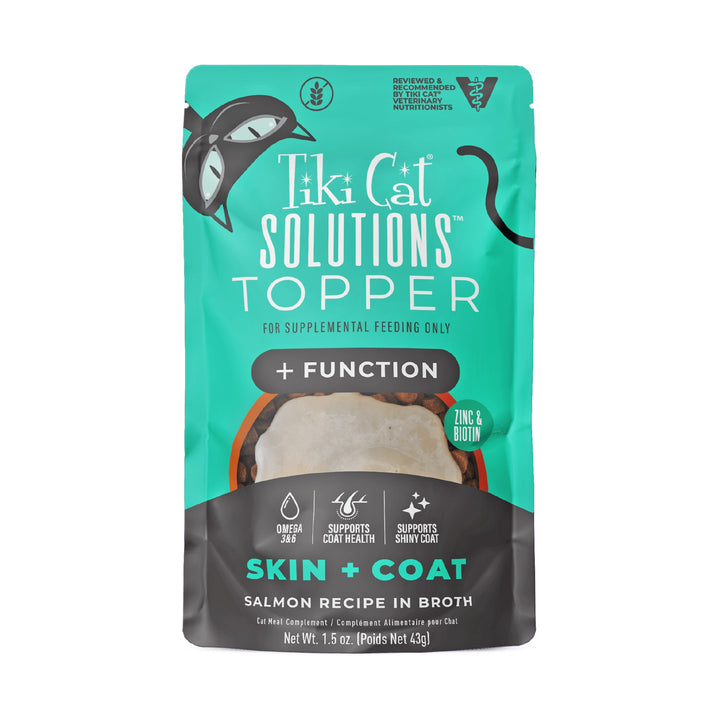 Tiki Cat  Solutions Mousse Topper - Skin+Coat Salmon , 1.5 Oz