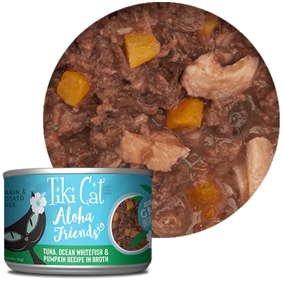 Tiki Cat Aloha Friends Tuna, Ocean Whitefish, and Pumpkin 3oz