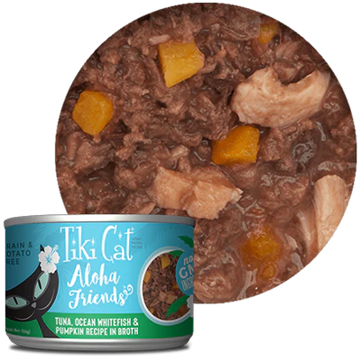 Tiki Cat Aloha Friends Tuna, Ocean Whitefish, and Pumpkin 3oz