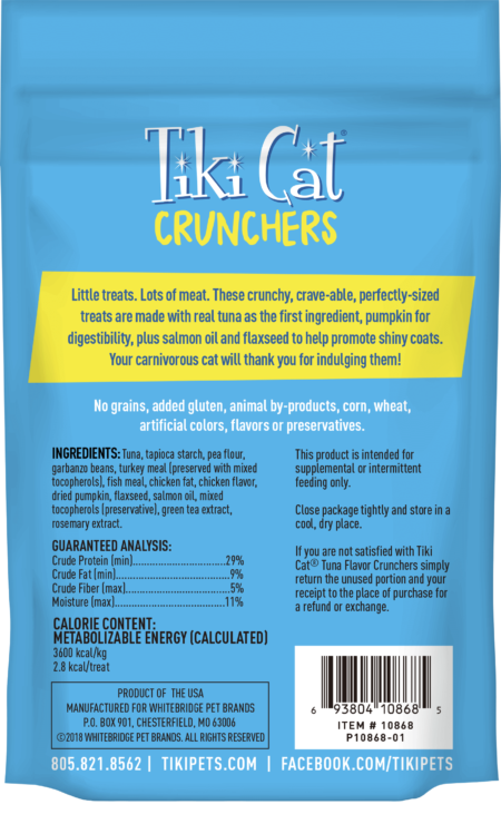 TIKI CAT CRUNCHERS GF TUNA/PUMP PCH 2OZ - Tail Blazers Etobicoke