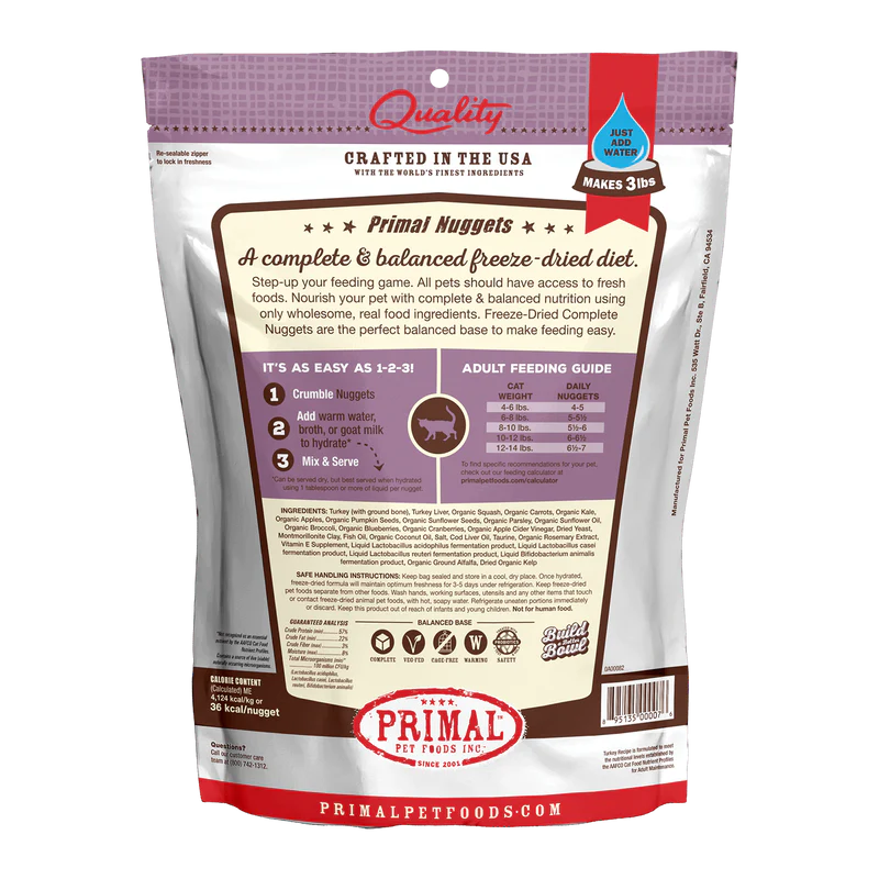 Primal Cat Freeze-Dried Turkey Nuggets (5.5oz) - Tail Blazers Etobicoke