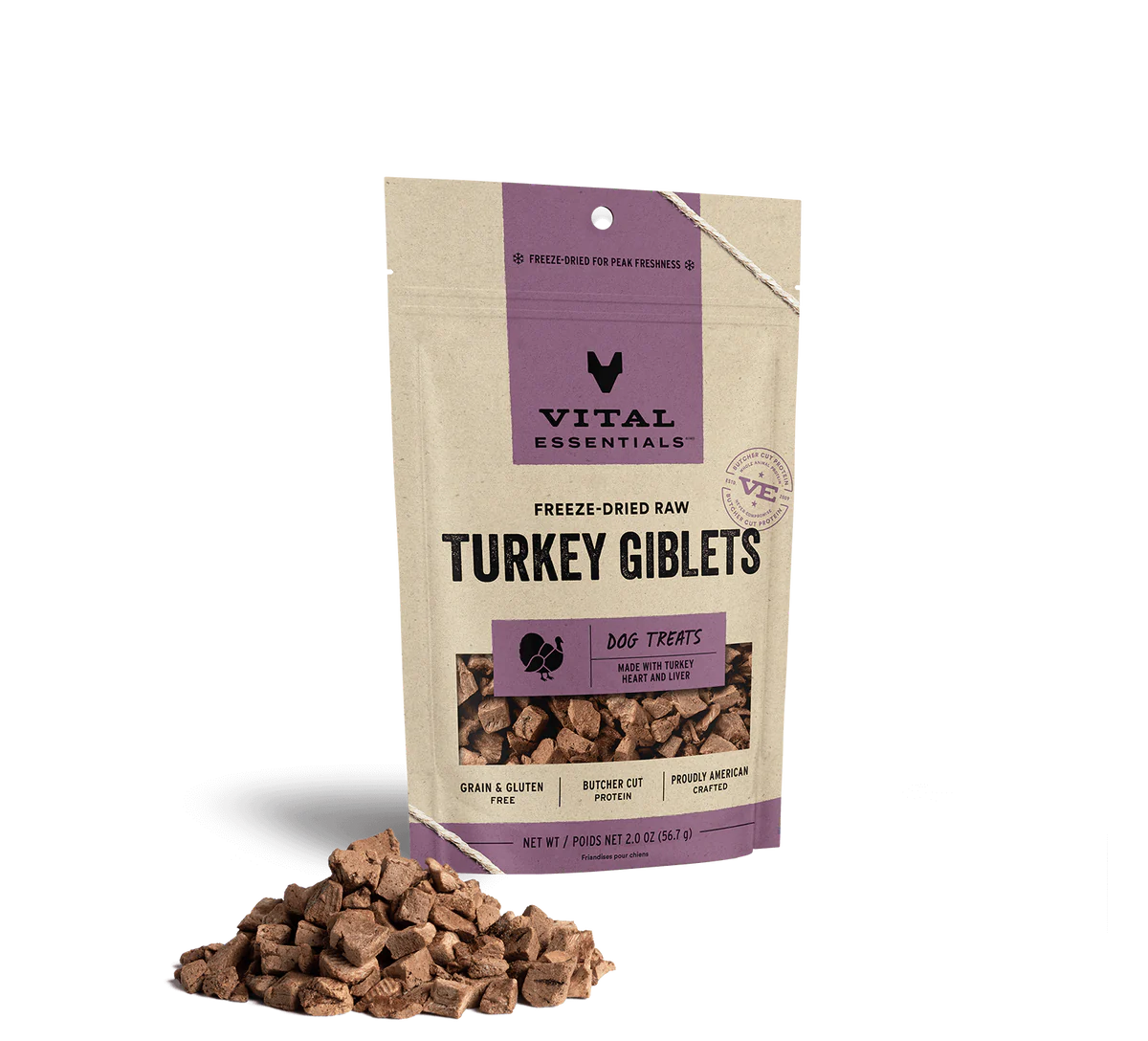 Vital Essentials Dog Freeze-Dried Turkey Giblets Treat (2oz) - Tail Blazers Etobicoke