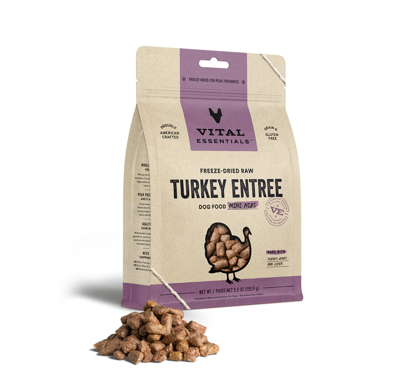 Vital Essentials Dog Freeze-Dried Turkey Mini Nibs (25oz) - Tail Blazers Etobicoke