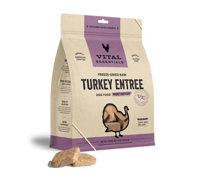 Vital Essentials Dog Freeze-Dried Turkey Entree Mini Patties (14oz) - Tail Blazers Etobicoke