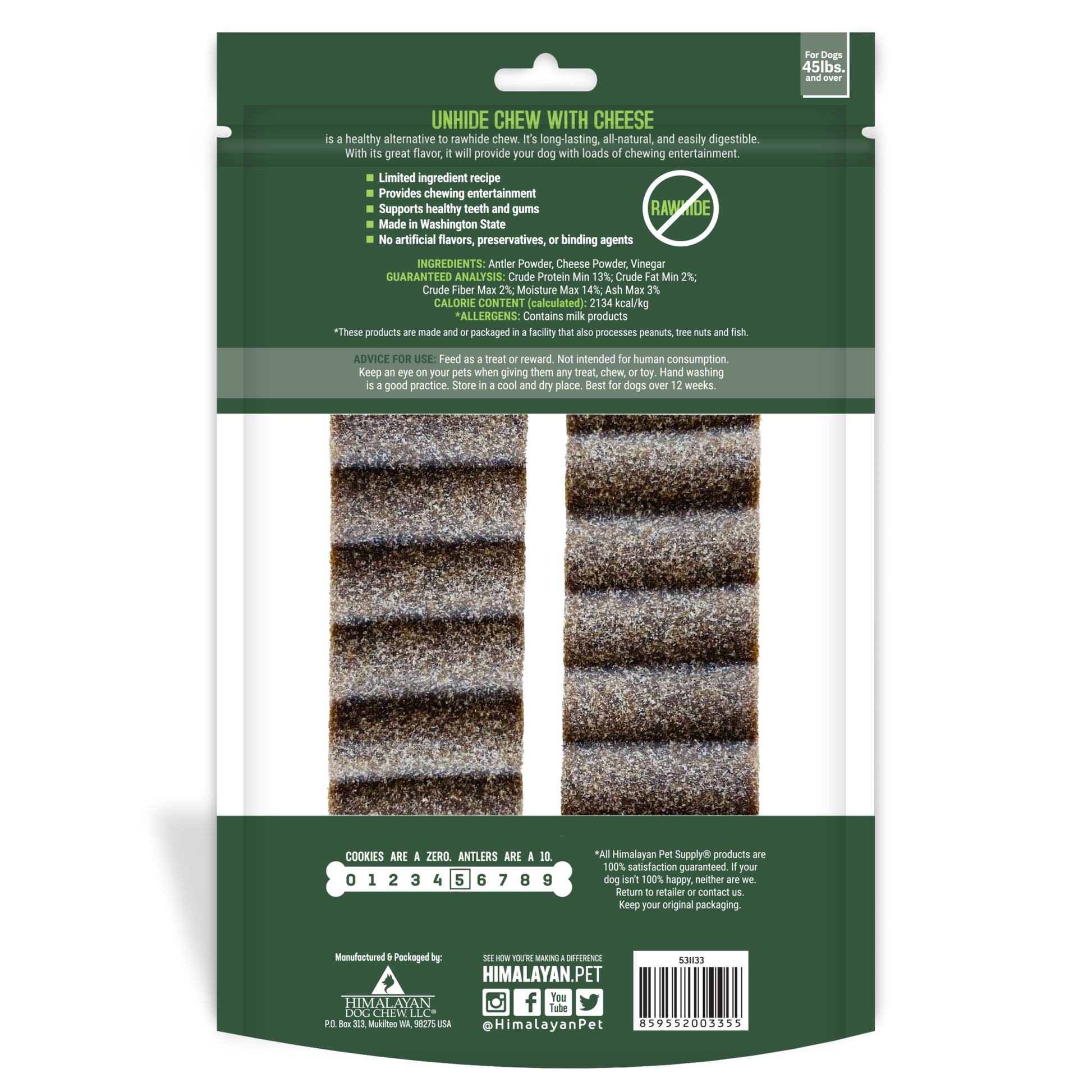 Himalayan Pet Supply Unhide Yak Cheese & Velvet Antler Chew (MED - 2pk) - Tail Blazers Etobicoke