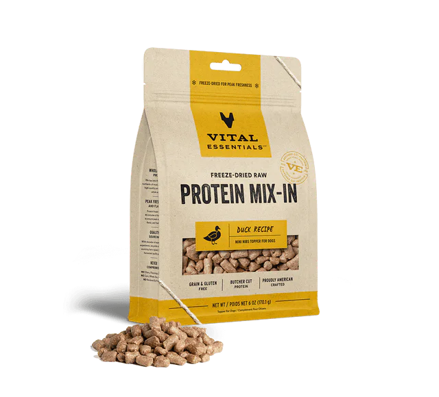 Vital Essentials Dog Freeze-Dried Duck Protein Mix In Small Nibs Topper (6oz)